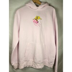 DIVIDED Embroidered SpongeBob riding Jellyfish Soft Pink Sweatshirt Men's Large